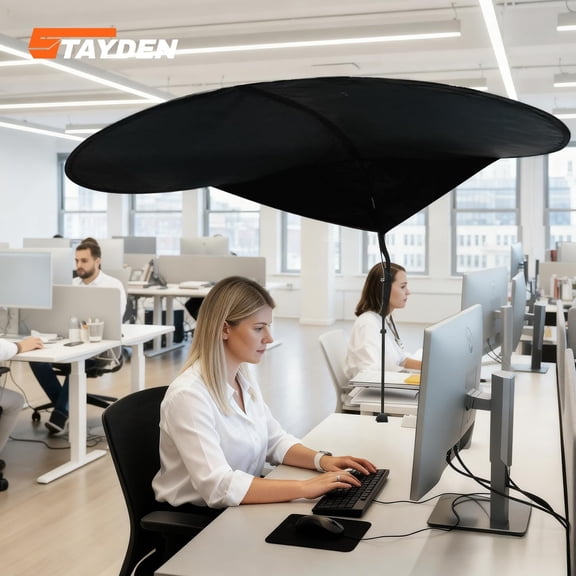 Office Cubicle and Desk Shade, Suitable for Cubicle to Block Light and Privacy Protection Cubicle Light Shield Black Diameter 65 inches（Black）