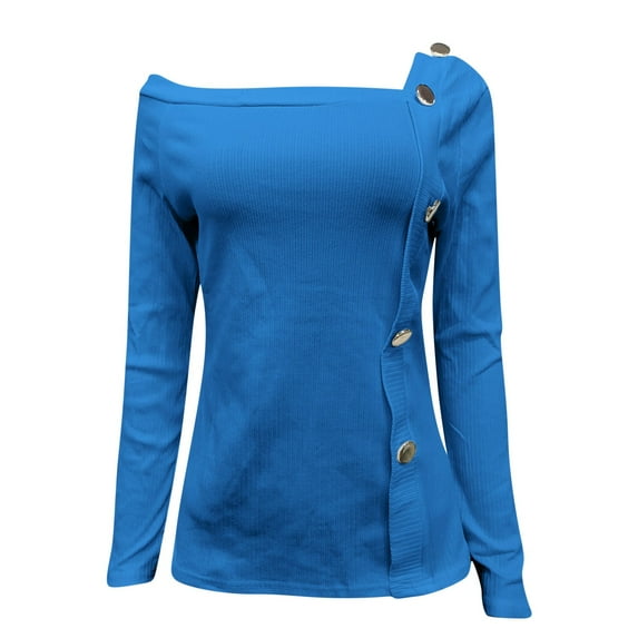 Aayomet Cardigan For Women Lightweight Women's Long Sleeve Light Weight Sweater Tunic Shirt with Side Button for Fall,Blue S-XXL