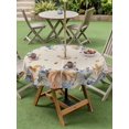 thumbnail image 3 of Outdoor Tablecloth with Umbrella Hole and Zipper, Orange Blue Fall Round Table Cloth 54 Inch Waterproof Tablecloth, Thanksgiving Floral Botanical Rustic Picnic Table Cover for Patio Camping, 3 of 7