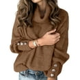 thumbnail image 2 of Women'S Oversized Chunky Pullover Sweaters Cowl Neck Long Sleeve Winter Slouchy Loose Knit Sweaters Brown S, 2 of 8