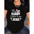 thumbnail image 1 of Camiseta de cuello redondo estampada para mujer, con un lindo conejo gracioso, "La Pascua es para Jesús", para el día de Pascua, talla grande para adultos, hombres, mujeres, adolescentes, jóvenes, oci, 1 of 6