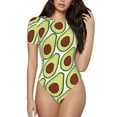 thumbnail image 2 of Goofa Avocado Printed Women Rash Guard Short Sleeve,Tummy control Swimsuit Surfing Swimsuit Bathing Suit One Piece Swimsuit UPF 50-Medium, 2 of 9