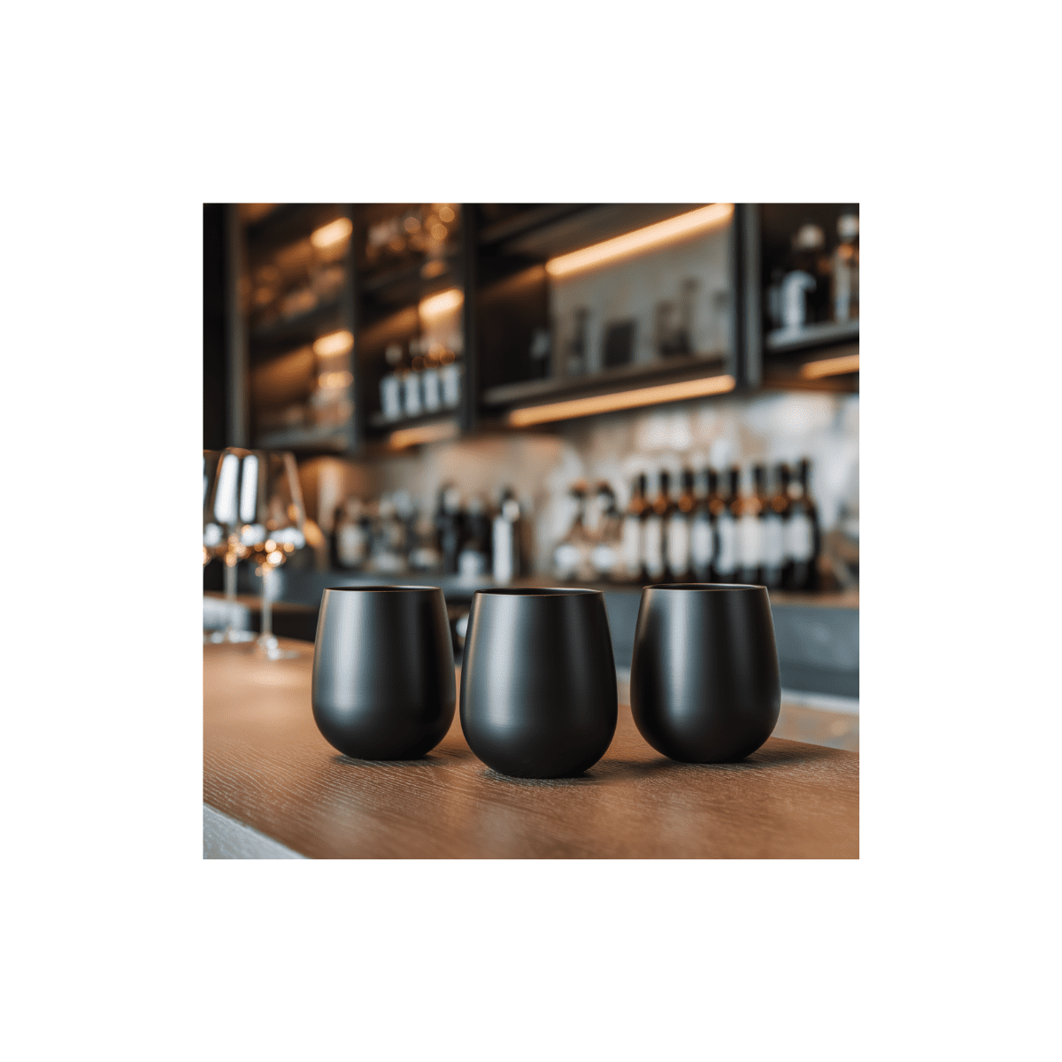 K&K Home Black Matte Stainless Steel Unbreakable Black Stemless Wine Glasses - 15 oz - Set of 4 Colored, Stemless Metal Wine Glasses Perfect for Outdoors, Weddings, and Parties