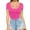 Hot Pink, variant on PeiLuo Women's Scoop Neck Short/Long Sleeve Slim Fit T - Shirt Tunic Tops