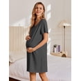 thumbnail image 4 of Pijama Ekouaer de algodón con botones para mujer, color gris, 4 of 6