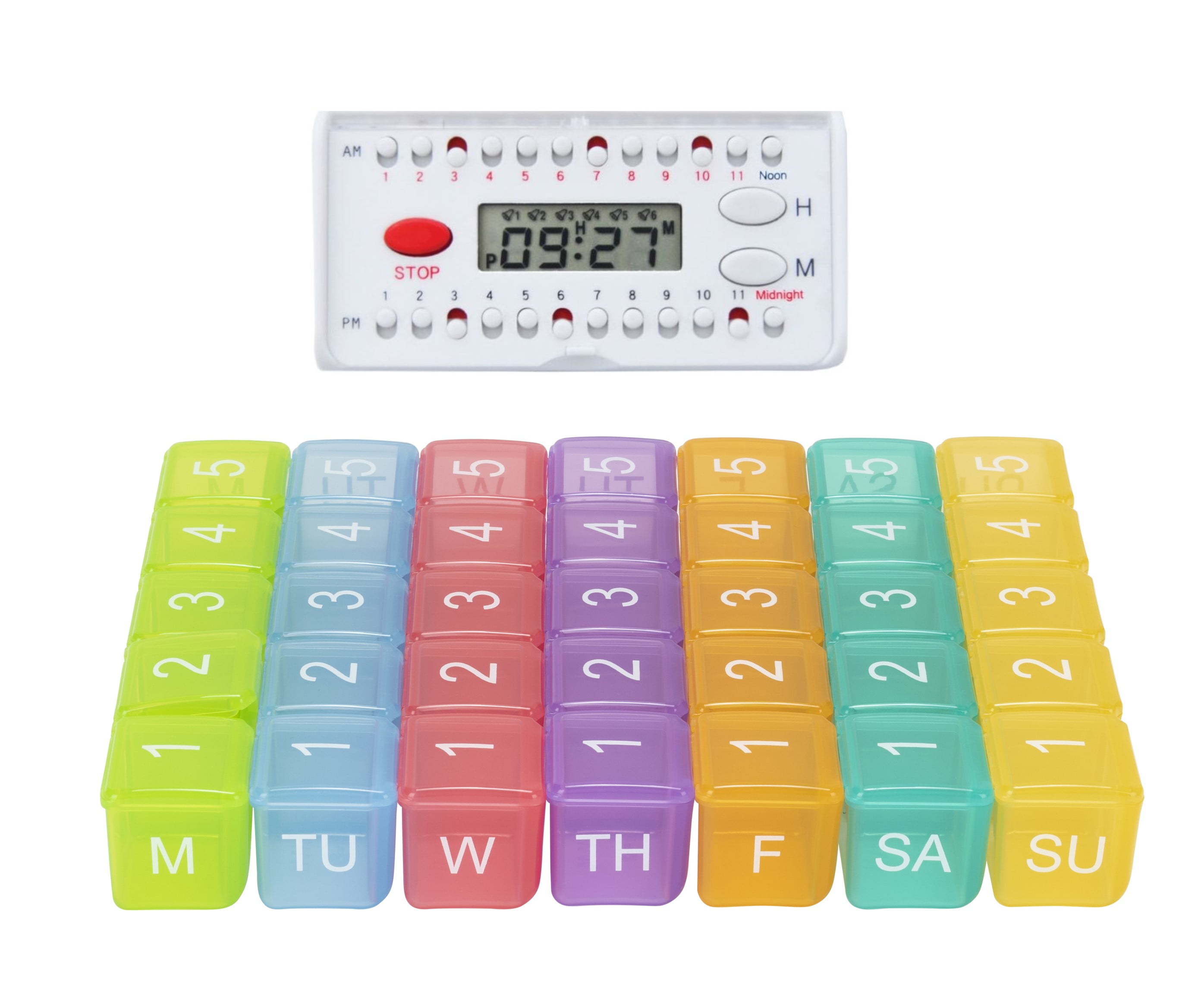 e-pill 5 Times a Day x 7 Day Large Weekly Pill Organizer - with Discreet Case and Reminder