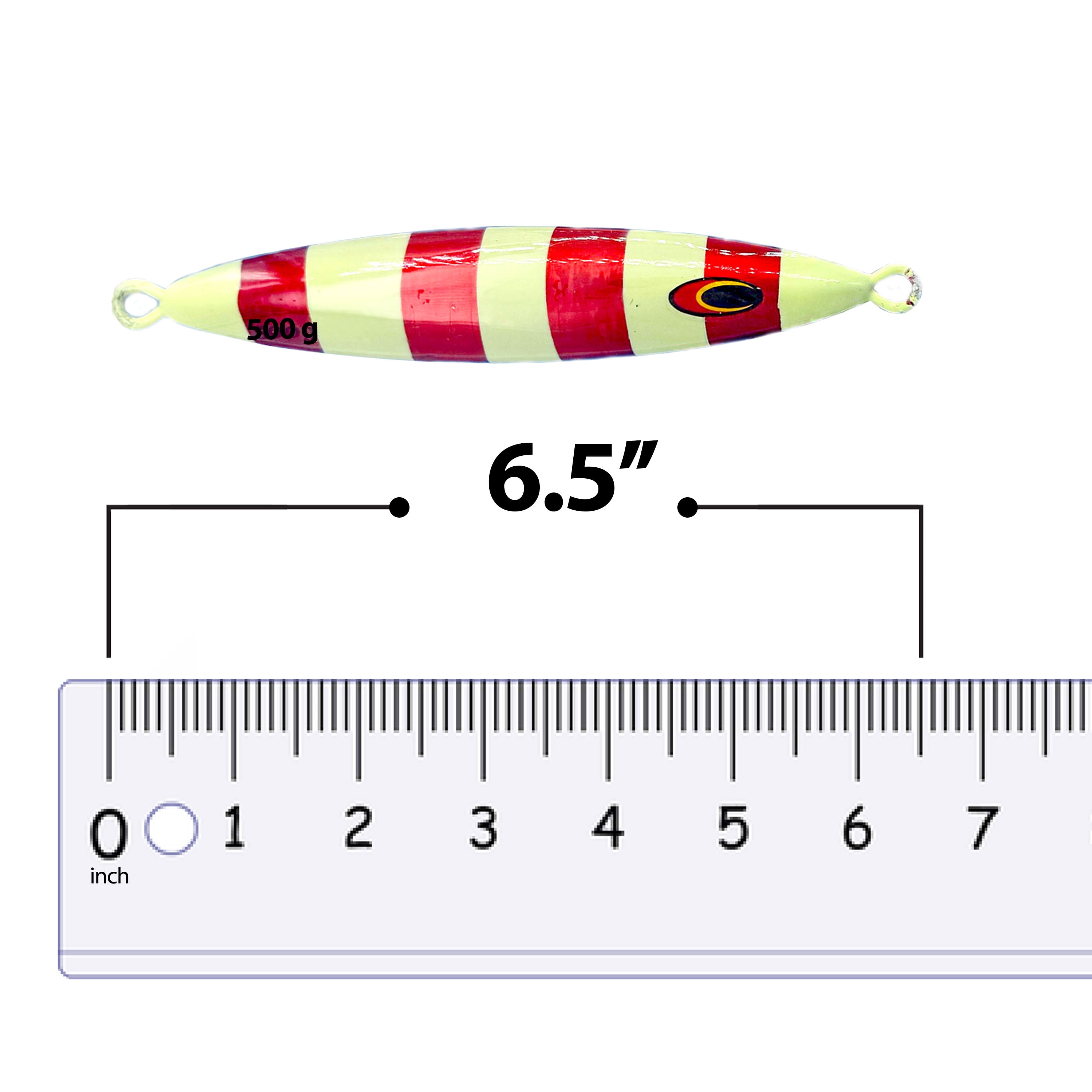6.5" Tuna Jig 500g,3 Pcs Rainbow Zebra Glow Fishing Lures, Ideal for Tuna & Saltwater Fishing