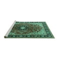 thumbnail image 2 of Ahgly Company Machine Washable Indoor Rectangle Medallion Turquoise Blue Traditional Area Rugs, 8' x 10', 2 of 4