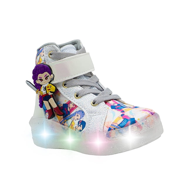 Tenis Para Niña Con Luces Guerreras K Pop Color Plata 15-21 plateado 15