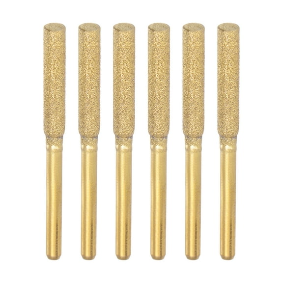 6 Packs Diamond Chainsaw Sharpener Bits 5/32" 4mm Cylinder Head, Titanium Plated Electric Chain Saw Grinder