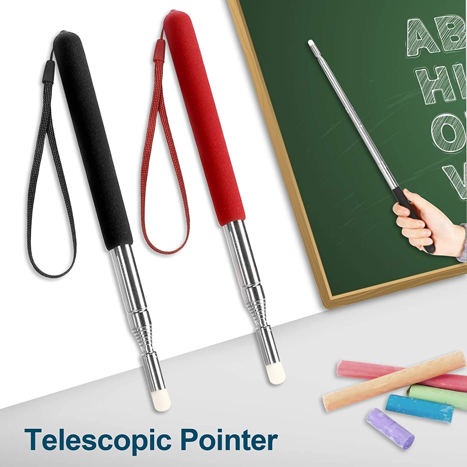 Pointeur d’enseignant télescopique 2 pièces 100cm Rétractable Teaching  Pointer Stick Extensible Handheld Presenter Pointer avec lanière pour salle  de