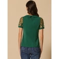 thumbnail image 4 of DARING DIVA Women's Polka Dots Mesh Peter Pan Collar Blouse XS Dark Green, 4 of 6