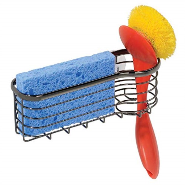 mdesign metal kitchen sink center storage caddy with builtin