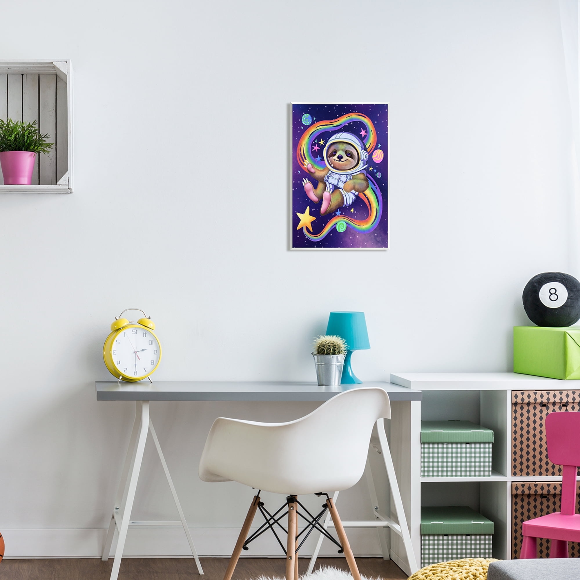 Stupell Industries Sloth in Outer Space Animals & Insects Painting Unframed Art Print Wall Art, 13 x 19