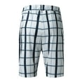 thumbnail image 5 of Pxiakgy mens shorts Men Casual Plaid Printed Business Mid Waist Stretch Drawstring Shorts With Pockets Men Casual Shorts Blue + M, 5 of 8