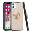 thumbnail image 5 of For Samsung Galaxy S23 FE /Fan Edition Diamonds 3D Bling Sparkly Engraving Hybrid Fashion Ring Stand Cover ,Xpm Phone Case [ Gold Garden Butterflies ], 5 of 6