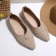 thumbnail image 6 of Gpaecead Women's Bow Dressy Shoes Pointed Toe Faux Suede Soft Sole Comfort Versatile Casual Slip On Flats For Work And Casual, Khaki, 6 of 8