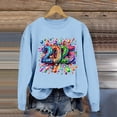 thumbnail image 2 of WEAIXIMIUNG Chandail en Molleton Bleu Marine pour Femmes Automne et Hiver Col Rond Manches Longues Chandail en Molleton Imprimé Chandail de Noël, 2 of 4