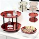 thumbnail image 1 of Organizador de plato de fruta de doble nivel – bandeja redonda de plástico de 2 capas para aperitivos, caramelos, llaves – rosa, rojo, blanco – soporte de almacenamiento de 10,24"x8,66" para decorar, 1 of 6