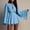Blue, variant on Blmnix A Line Dresses Dresses for Women Peplum Petite Short Dress Dress Crew Neck Mini Long Sleeve Pink Adjustable Waist Casual Summer Dress M