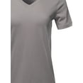 thumbnail image 4 of A2Y Women's Basic Solid Premium Cotton Short Sleeve V-neck T Shirt Tee Tops Mid Grey M, 4 of 6
