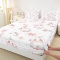 thumbnail image 3 of Homewish Kawaii Pink Rabbit Full Size Sheets for Girls, Stars Starry Sky Bed Sheets, Dreamy Cartoon Theme Sheet Sets, Lightweight Room Decor, 4 Pieces, 3 of 7