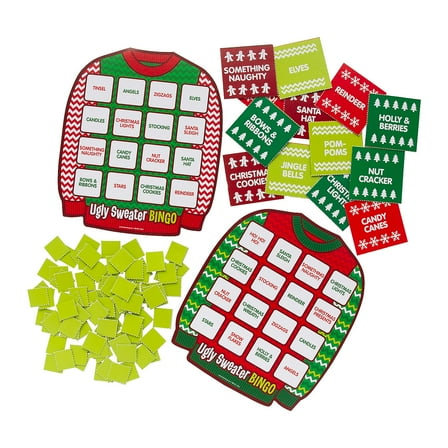 Fun Express 6" x 7" Ugly Sweater-Shaped Cardstock Bingo Game for 16