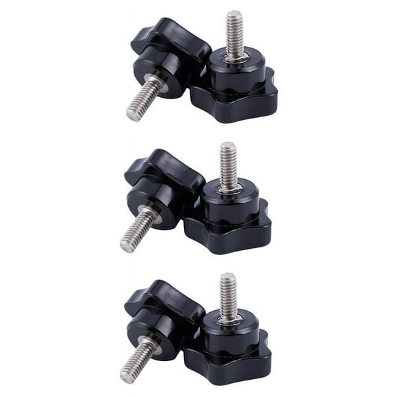 M6 x 15mm Male Thread Screw Star Locking Screw Handle Black 6 Pcs