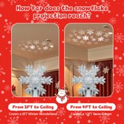 Christmas Tree Topper, Snowflake Tree Toppers Lighted Indoor with Rotating 3D Snowflake LED Projector, Hollow Glitter Lighted for Christmas Tree Decorations Holiday Ornaments, Sliver