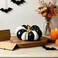 thumbnail image 4 of RBCKVXZ Black White Resin Pumpkin Figurine Modern Farmhouse Fall Thanksgiving Halloween Tabletop Mantel Tiered Tray Centerpiece Home Shelf Decor Statue, 4 of 6