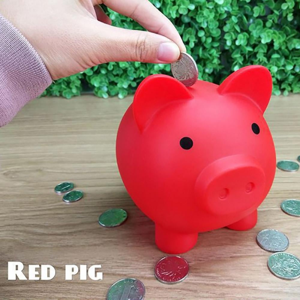 Cute Piggy Bank Money Box Saving Coins Cents Fun Gift Plastic Pig Kids Toys HQ 