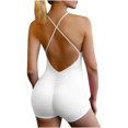 thumbnail image 6 of MVRLSH Shapewear Tummy Control Sleeveless V Back Backless Stretchy Workout Yoga One Piece Jumpsuit Body Shaper Shorts for Women White - M, 6 of 7