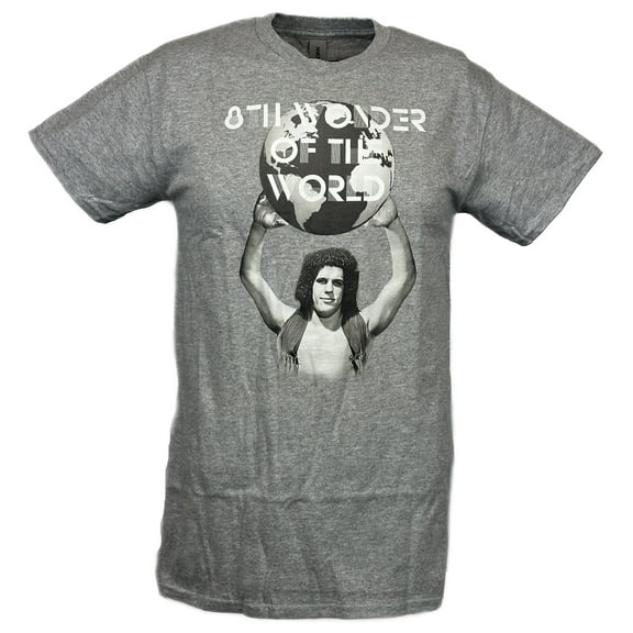 Andre the Giant Whole World In His Hands Mens Gray T-shirt 4XL