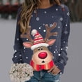 thumbnail image 2 of HNMKIU Chandail en Molleton Col Rond Femme Joyeux Noël Imprimé Col Rond Chandail Manches Longues Décontracté, 2 of 4
