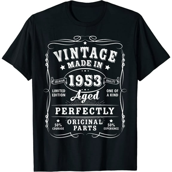 Vintage 70th Birthday Decorations Women Funny 1953 70 Birthday T-Shirt Black 3X-Large