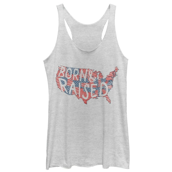 Women's Lost Gods Fourth of July  U.S.A. Born  Racerback Tank Top White Heather Small