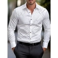 thumbnail image 5 of Camisa de traje rosa negra blanca casual al aire libre color sólido a rayas cómoda suave solapa tops de hombre oficina talla grande 2024, 5 of 5