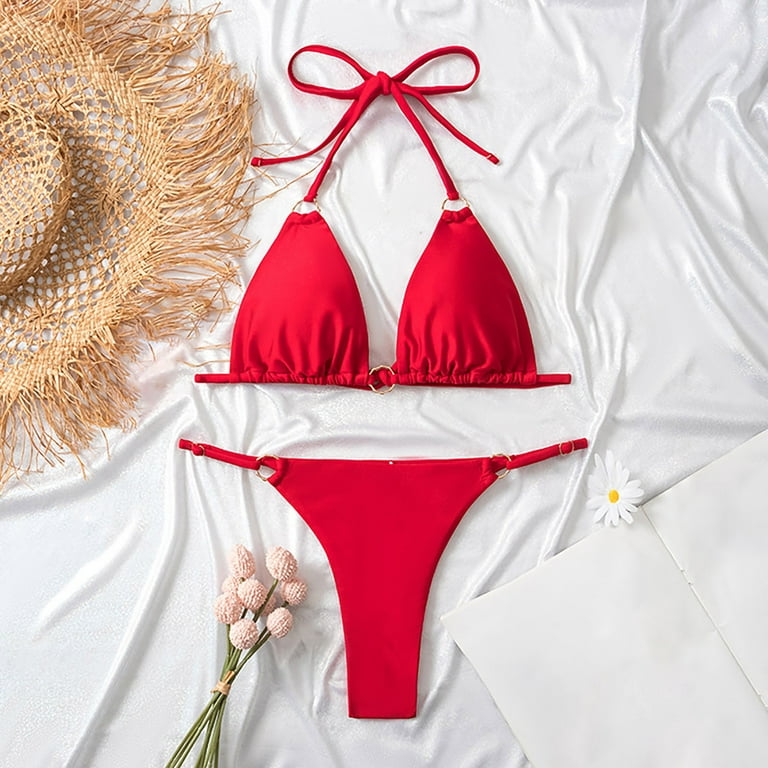 EHQJNJ Plus Size Bikini Set Swimsuit for Women Women Solid Color