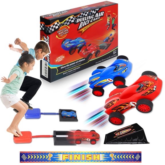 Christmas Gifts for Boys,Car Toys for Kids Ages 8-12,Toys for Boys 8 to 11 Years,Air Powered Cars for Boys and Girls,2 Toy Car Launchers and Air Powered Cars with Ramp and Finish Line