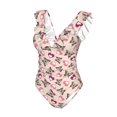 thumbnail image 4 of Yiaed Beautiful Butterflies and Hearts Print Women's Ruffled One Piece Swimsuit V Neck Swimwear Slimming Monokini for Woman-XX-Large, 4 of 8