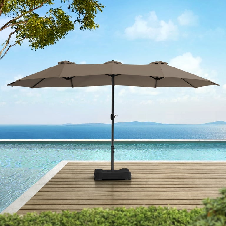 falcon patio umbrella Sunjoy 15ftx9ft Double-Sided Extra Large Outdoor Patio Market Umbrella with  Crank and Umbrella Base for Garden, Deck, Backyard, Pool, Falcon
