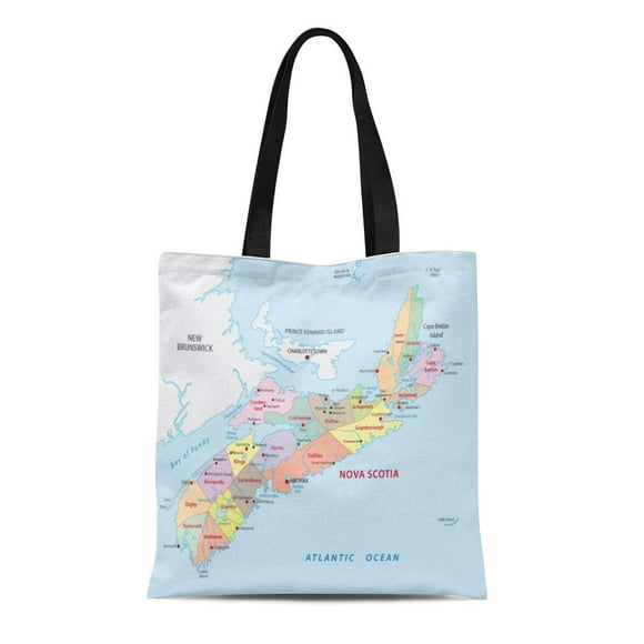 POGLIP Canvas Tote Bag Red Canada Nova Scotia County Map Province Administrative America Durable Reusable Shopping Shoulder Grocery Bag