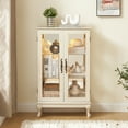thumbnail image 2 of Gzxs Vintage Display Cabinet with Tempered Glass Doors and Adjustable Shelves, Lighted Storage Curio Cabinet for Home, Office, Collectibles, 25.99"L x 11.81"W x 43.79"H (White, Light Included), 2 of 10