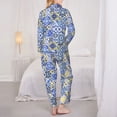 thumbnail image 3 of KLL Watercolor Artwork Print Women's Long Sleeve Pajamas with Pants Sleepwear Loungewear 2 Set-Medium, 3 of 8
