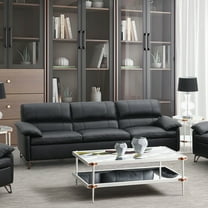 ACME Eilene Contemporary Top Grain Leather Upholstered Sofa in Black