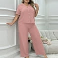 thumbnail image 4 of cfhntfmh Women's Plus Size Pajama Sets Button down Short Sleeve Shirts with Long Pants Sleepwear Loungewear Xl to 4Xl, 4 of 5