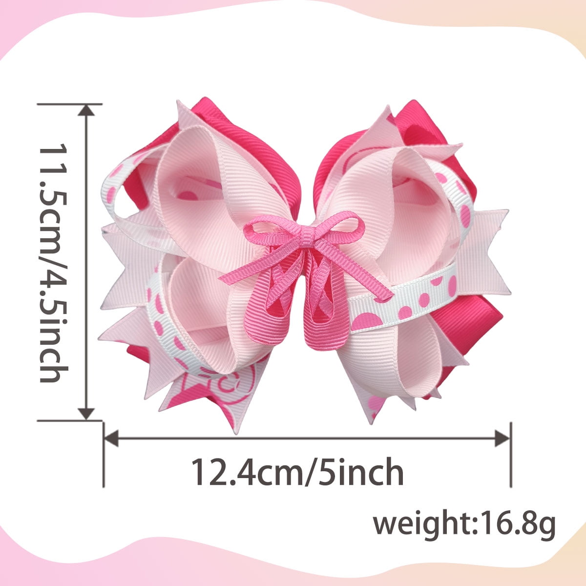 JoyBowie 4 Pcs 5inch Layered Grosgrain Hair Bows for Girls 3-8 Years, Decorative Hair Clips for Birthday Parties & Daily Hairstyles