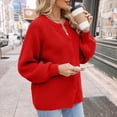 thumbnail image 5 of Womens Button Down Long Sleeve Chunky Soft Knit Sweater Fall Open Front Loose Casual Cardigan Coat Flame Red S, 5 of 8