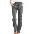 thumbnail image 1 of Pants for Women, Straight Elastic Drawstring Waist Cotton, 1 of 1