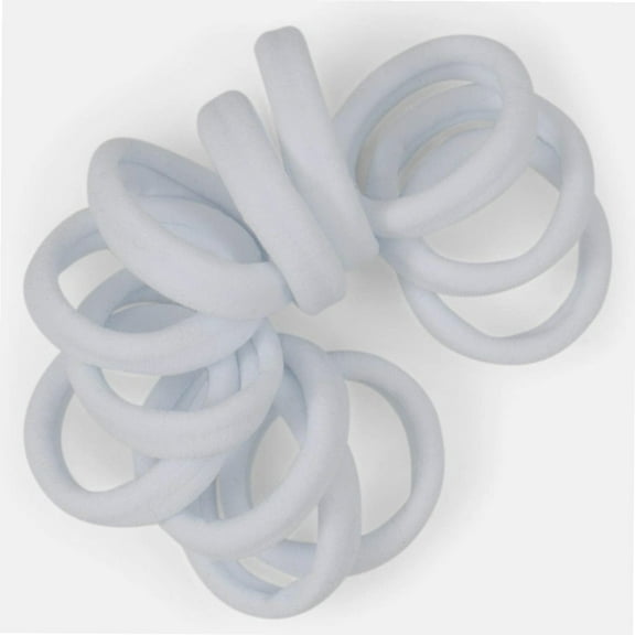 WhiteHair Ties - Extra Gentle Soft and Stretchy Nylon Fabric Ponytail Holders - 12 Pack